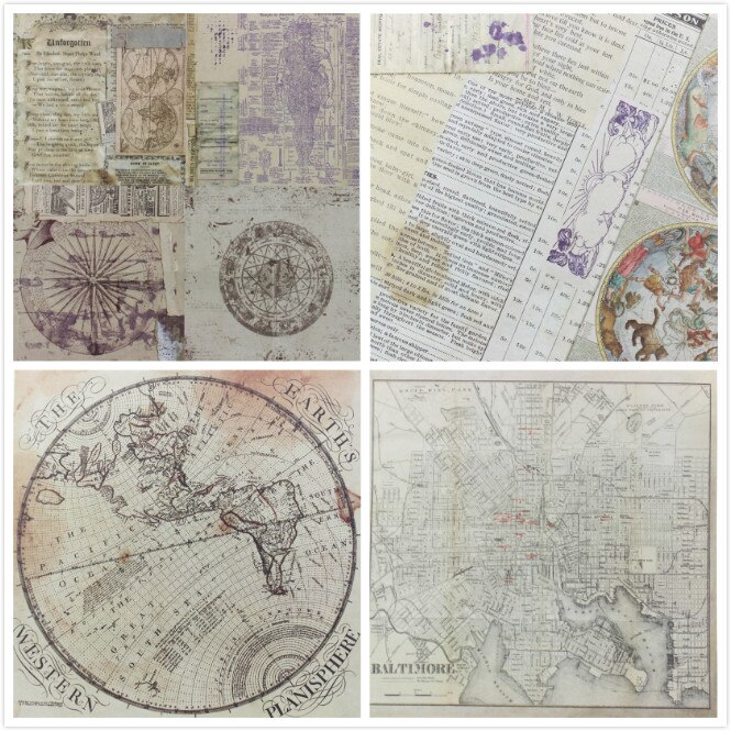 KSCRAFT 24pcs Single-side Printed Retro Style pattern papercraft art paper handmade scrapbooking kit set book