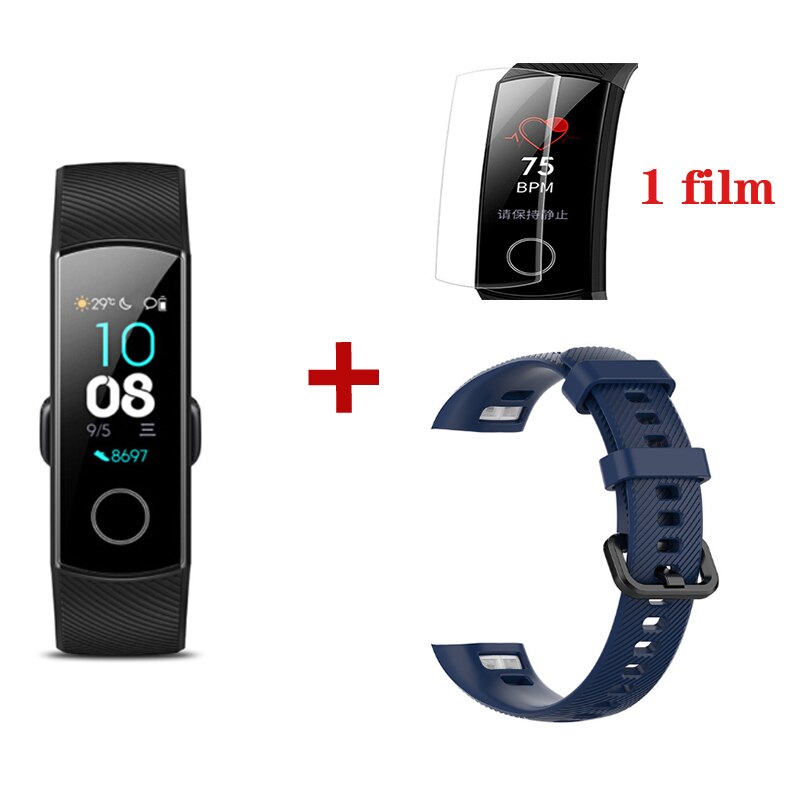 Reloj inteligente Huawei Honor Band 4, resistente al agua IP68, con Bluetooth, Monitor de sueño, podómetro, podómetro, para correr: Black add darkBlue