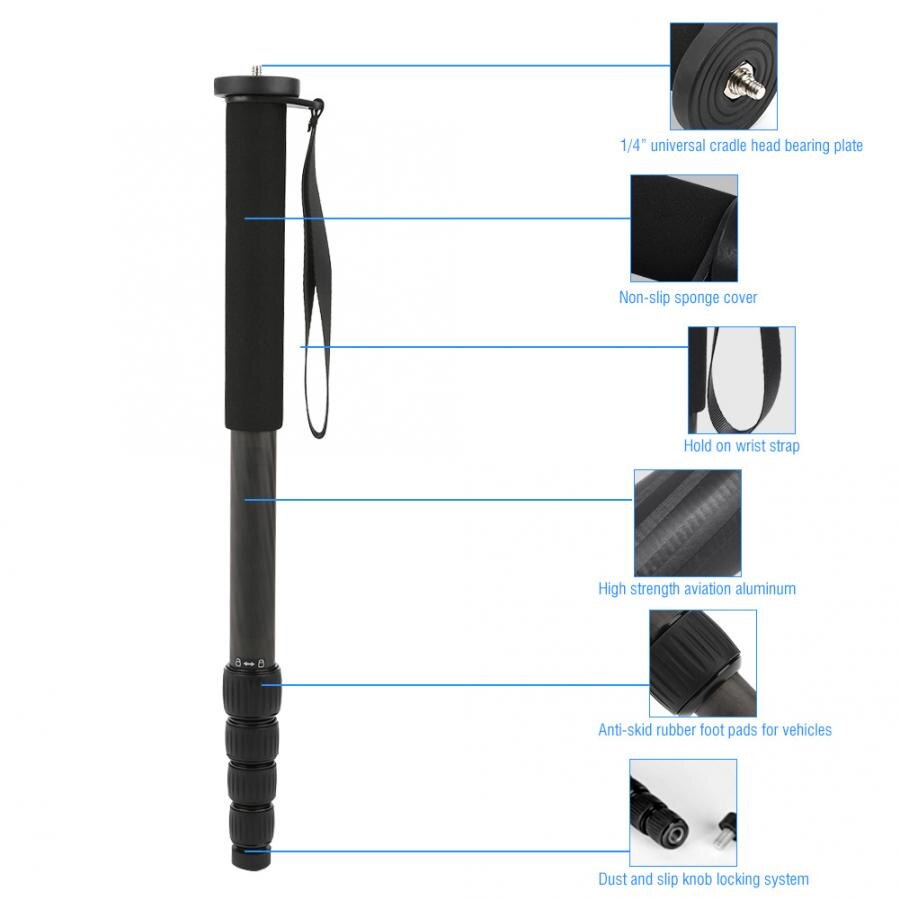 Monopode télescopique Portable en Fiber de carbone, trépied pour caméra DSLR, tropode d&#39;alpinisme