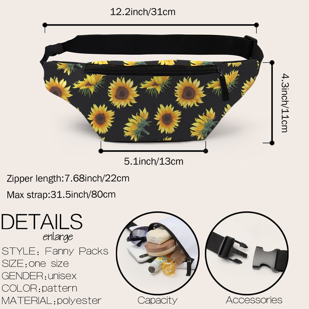 Deanfun Fanny Packs Voor Vrouwen Waterdichte Daisy Taille Tas Mannen Schoudertas Voor Reizen YB-18031