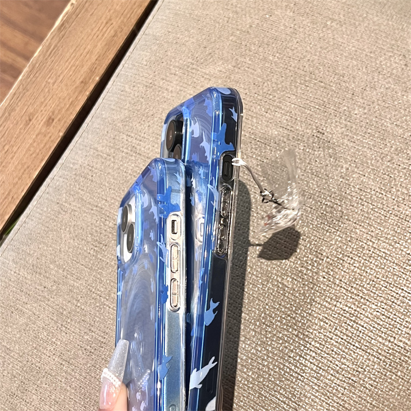 Bonita funda de teléfono para Apple iPhone 16 Pro 14 15 13 Pro Max, funda trasera con colgante de silicona Kawaii Ripple Vortex Fish, fundas 15Pro