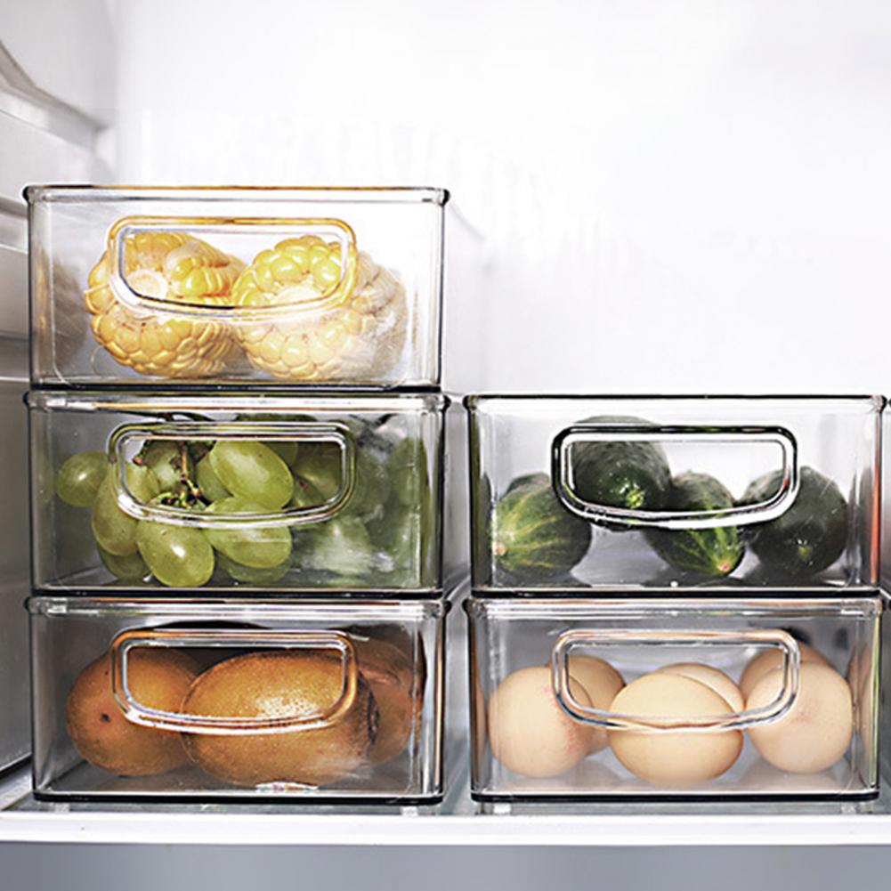 Refrigerator Organizer Bins Thicker High Visibility Transparent Pantry Fridge Freezer Food Storage Bins with Handle for Home
