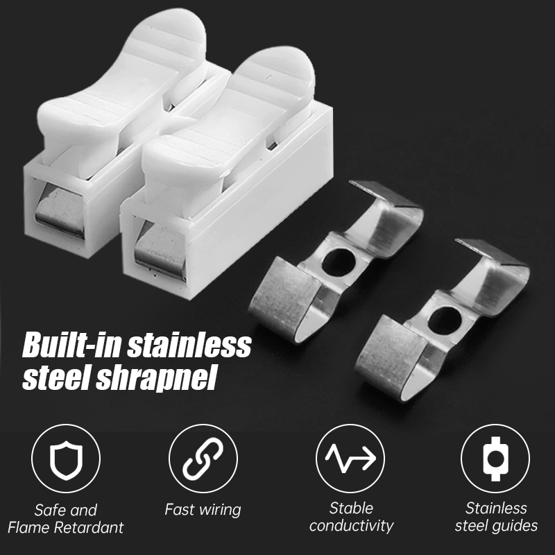 1P 2P Waterproof Electrical Connector Spring Clamp Terminal Quick Connect Wire Connector for Home Push Button Wiring Terminals