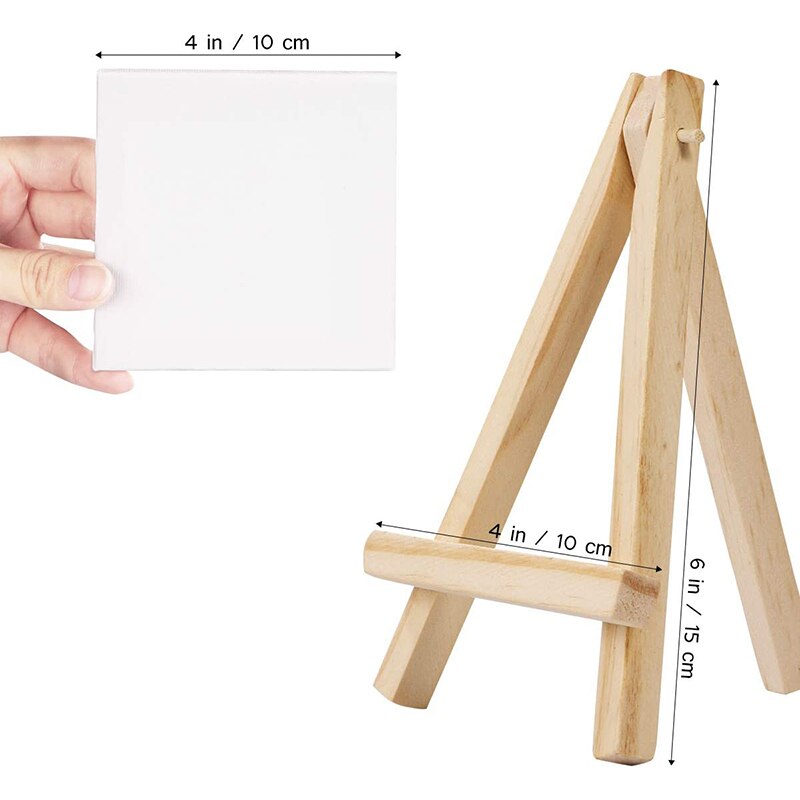 10 Pack Canvas and Easel Set Painting Craft Drawing Art Decoration Canvas Painting Stand Kit