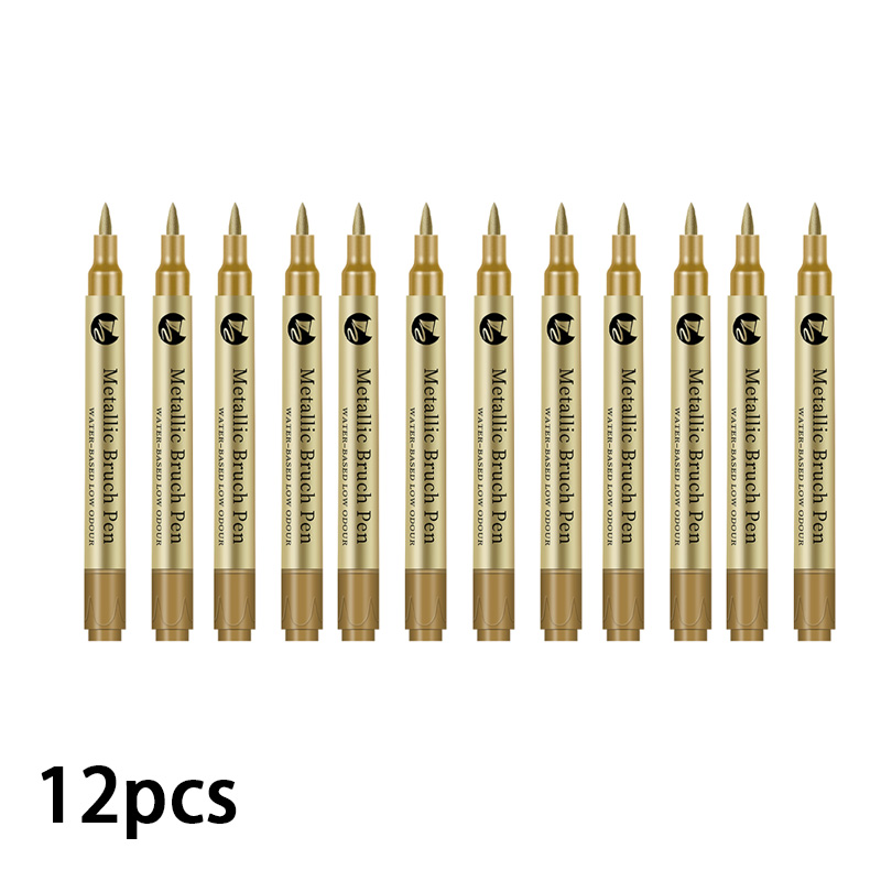 1/2/6/12 Stuks Art Markers Goud/Sliver 1-4MM Pen Tip Hervulbare Inkt Waterdicht voor Schilderen Wielnaaf Kleur Reparatie Schoolbenodigdheden: Licht Groen