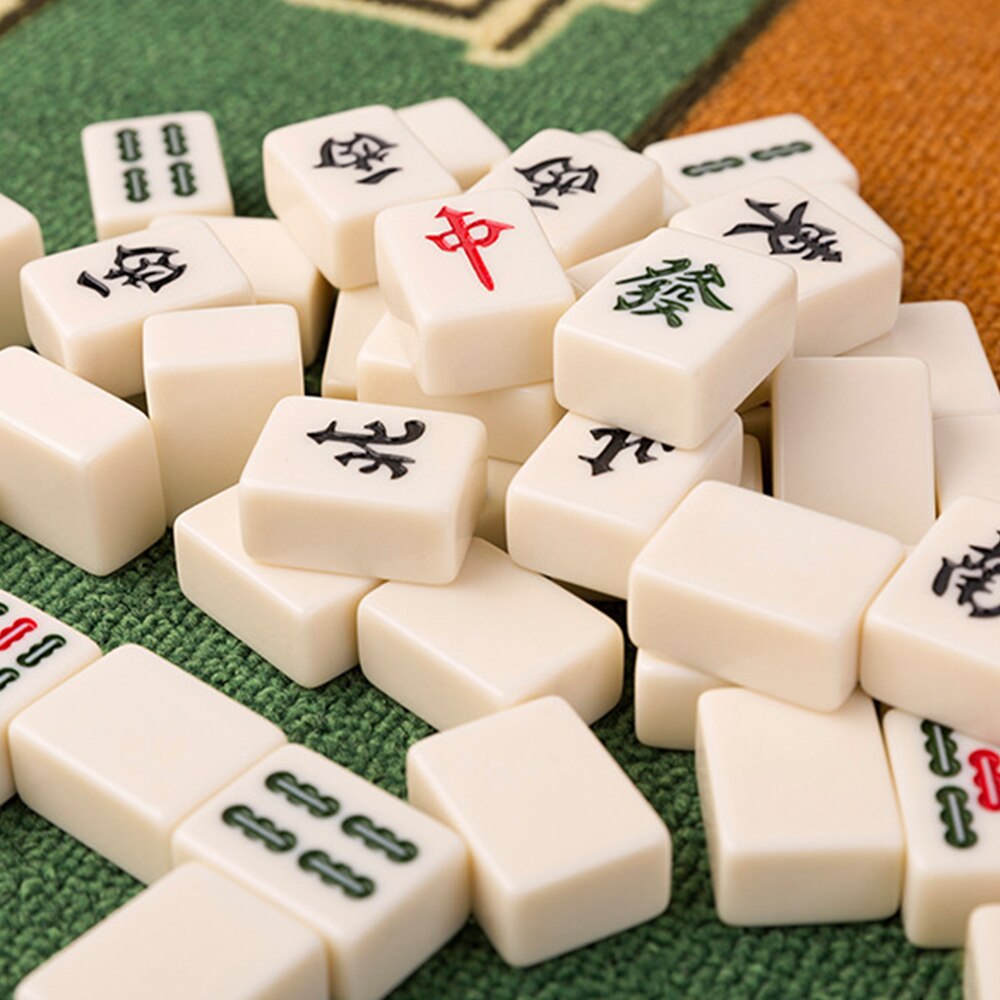 Mini Mahjong Toy Portable Folding Wooden Box Mahjong Set Table Game Mahjong Travelling Board Game Entertainment Interactive Toy