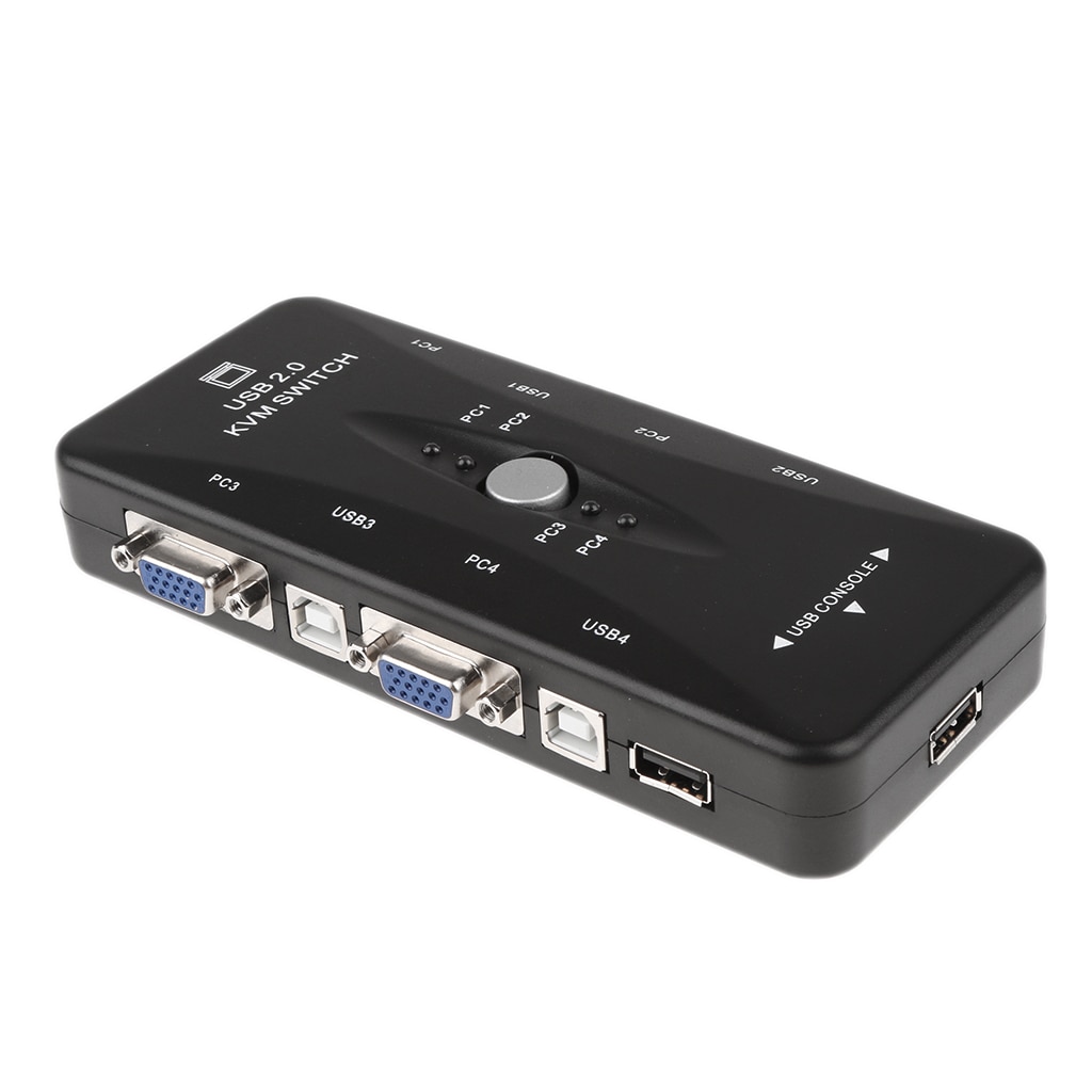 Kvm Switch Box 4 Poort Adapter Controle Tot 4 Computers Monitor Svga Vga