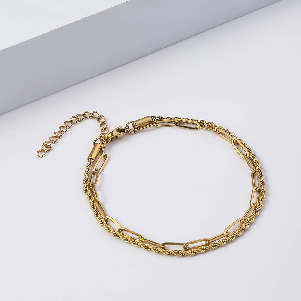 Meerlagige Titanium Stalen Ketting Armband Mannen Goud Kleur Twist Ketting Rvs Armband Party Sieraden Armband Voor Vrouwen