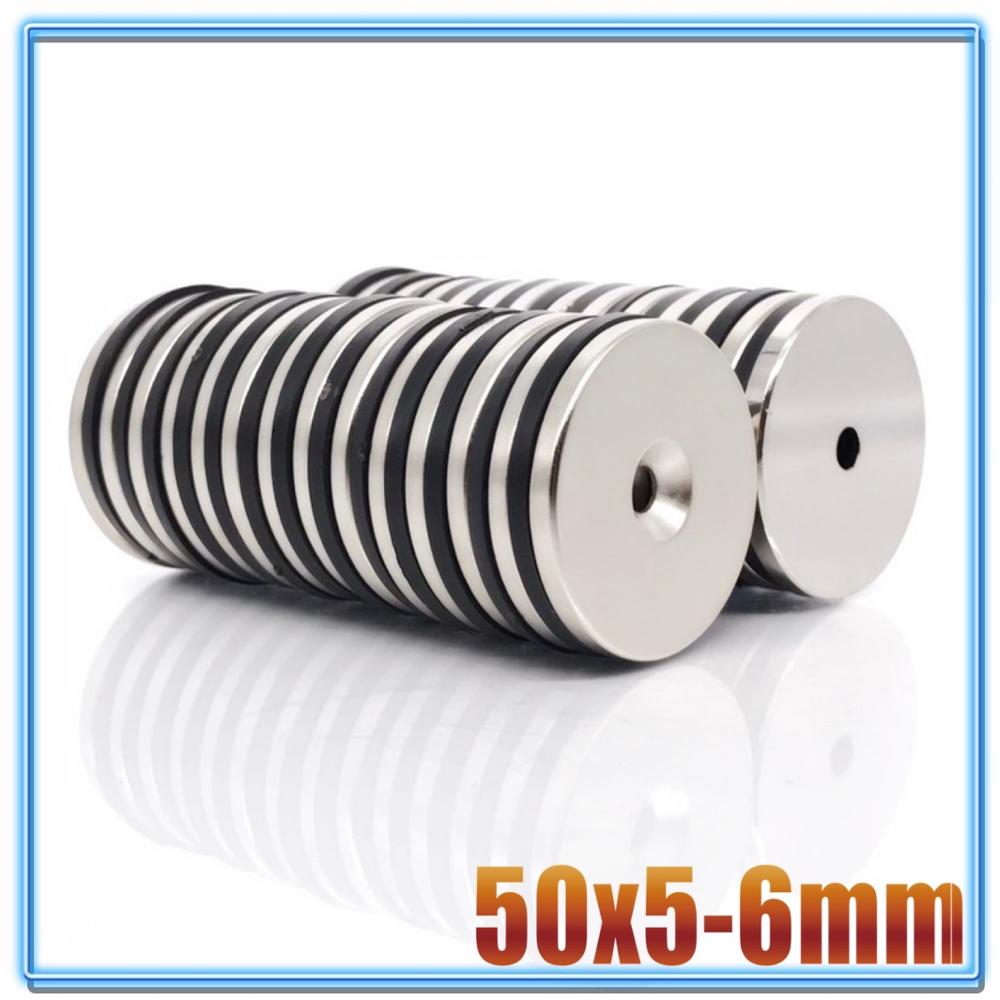 1/3/10/20Pcs 50Mm X 5Mm Gat 6Mm N35 Super Neodymium Ronde ring Permanente Magneet 50x5-6 Zoeken Magneet 50x5-6mm