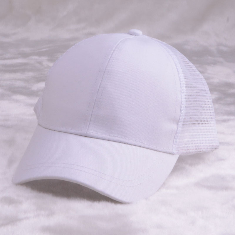 Paardenstaart baseballpet messy knot pet knot hoed damespet zwart roze witte baseballpet mesh zwarte dad hat voor vrouwen: Wit