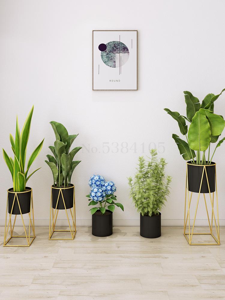 Europeisk stil enkel smidesjärn blomma stativ blomma hylla inomhus vardagsrum golvstående grön förföljande grön växt s