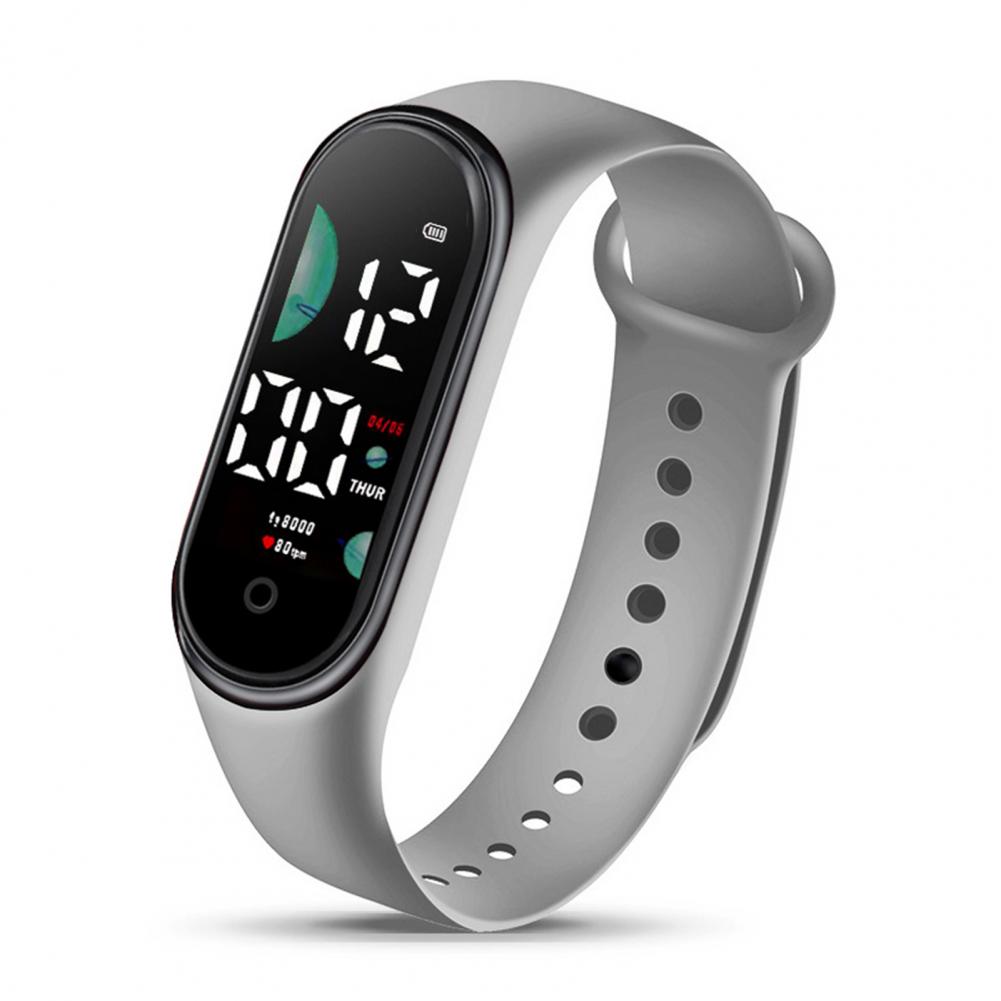 Elektronisk barneklokke sport vanntett armbåndsur stor skriftskjerm led-skjerm lysende automatisk dato full kalender digital klokke: Hvit