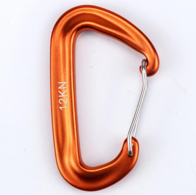 Climbing Carabiner D Shape Mountaineering Buckle Hook 12KN Safety Lock Outdoor Climbing Equipment Accessory GYH: Orange