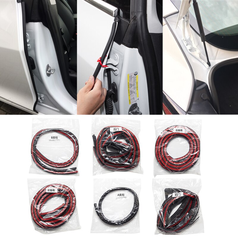 6 stk/sæt til tesla model 3 bilstøjreduktion støjstrimmel foran bageste lastbil dørsegl støjreduktion