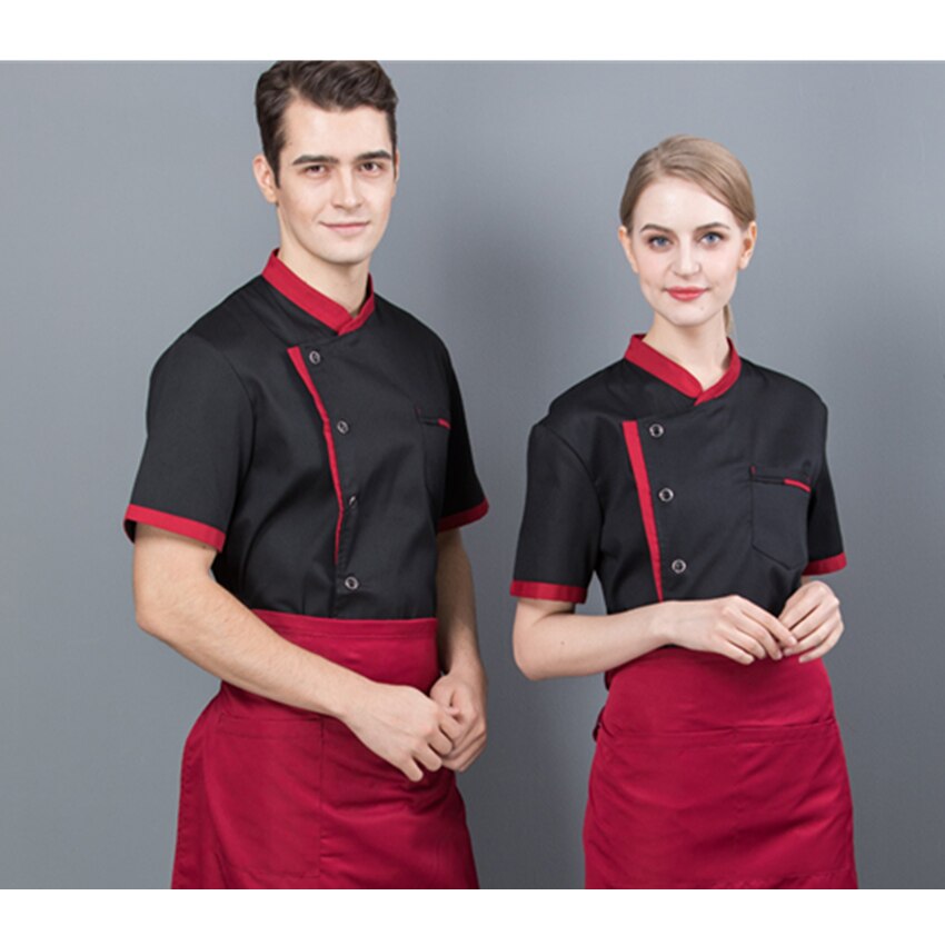 Chaqueta de Chef de manga corta para hombre y mujer, uniforme de Chef de Sushi para restaurante, ropa de trabajo para Hotel, trajes de cocina y panadería, monos de Color sólido
