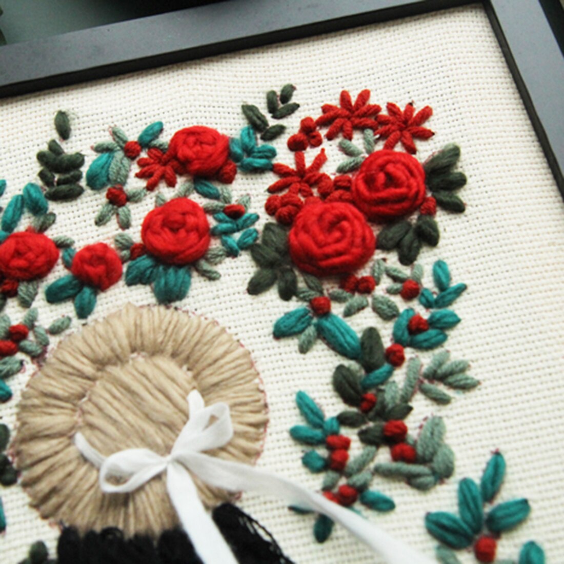 Bricolage tricot laine tapis Kit d'accrochage artisanat laine broderie avec 25x30cm cadre en bois
