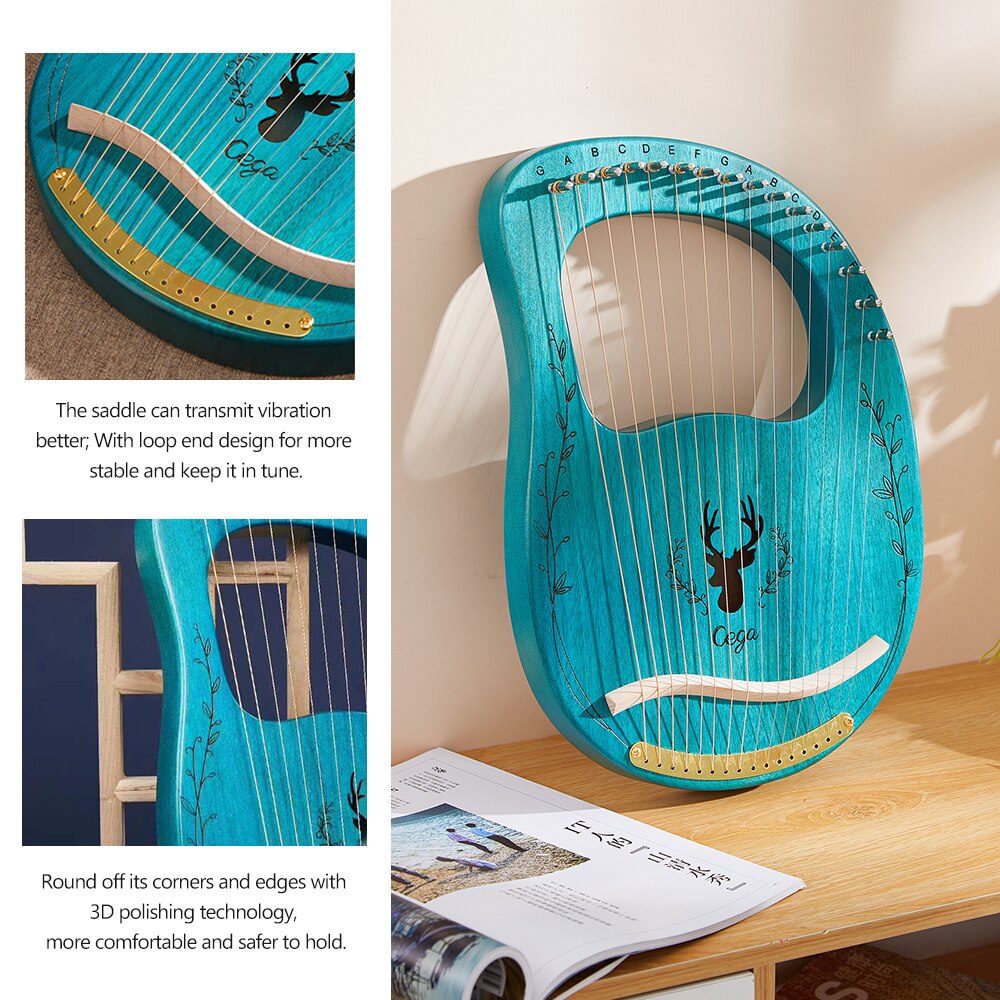 Muslady Lyre 16 String Upgraded Harp Portable Solid Wood Harp jaw harp String lyre harp instrument 16 string String Instrument
