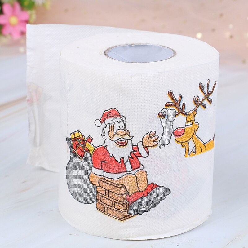 1 rouleau père noël renne imprimer noël papier toilette pour Table nouvel an décor à la maison