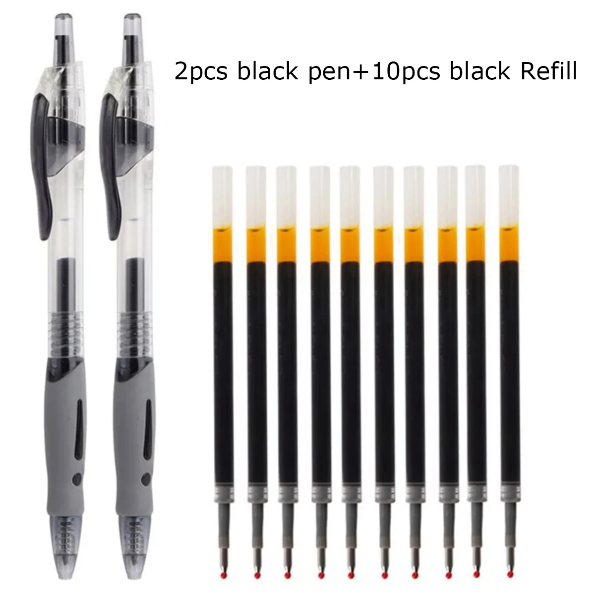 Juego de plumas de Gel retráctiles de 0,5mm, bolígrafo de tinta negra/azul, escritura, firma de negocios para oficina, suministros escolares para niños, papelería, 12 Uds.: Negro