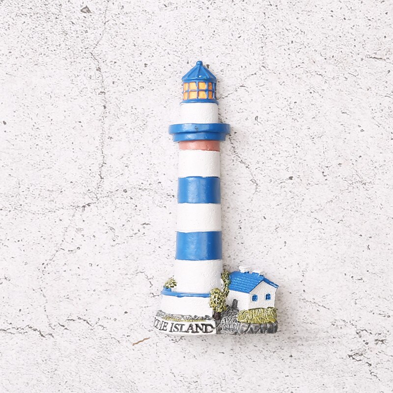 Kylskåp magnet magnetisk harts medelhavsvind fyr sjöman kapten kryssningsfartyg souvenirer kylskåp dekoration: Blå fyr a