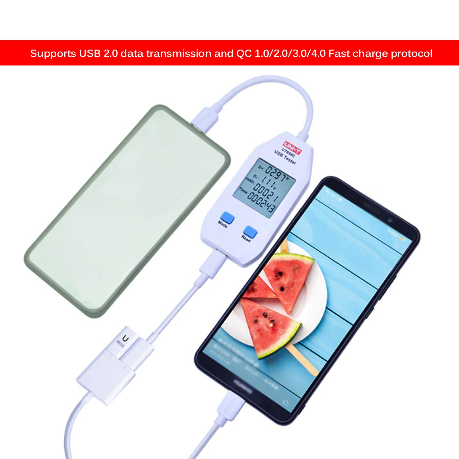 Usb-vermogensmeter lcd usb-tester detector voltmeter ampèremeter spanning stroom digitale vermogenscapaciteitstester