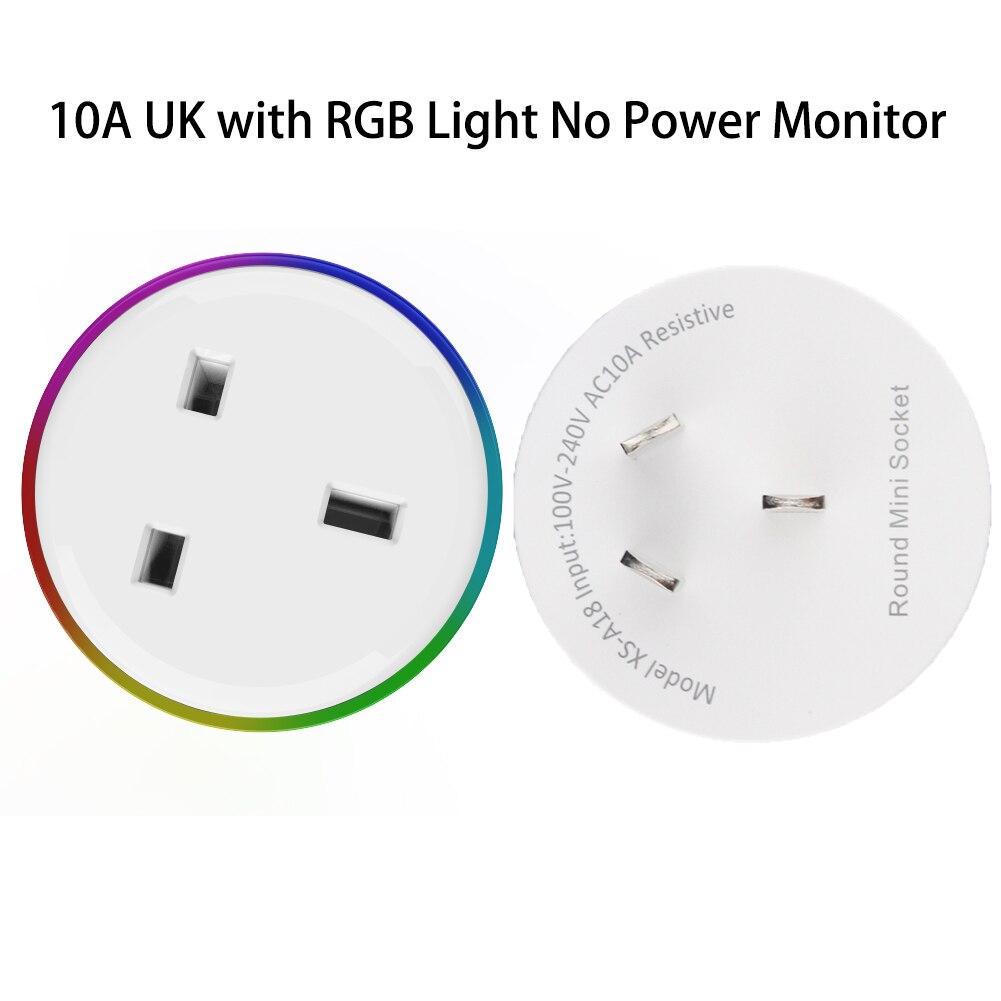 Wifi smart plug rgb draadloos stopcontact smart life/tuya app afstandsbediening werkt met alexa google home geen hub nodig: 10a uk met led
