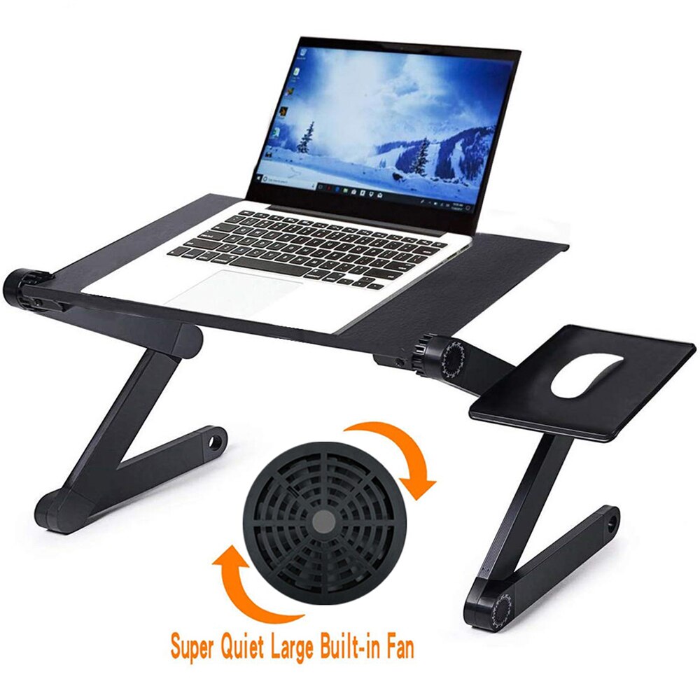 Draagbare Opvouwbare Verstelbare Klaptafel Voor Laptop Bureau Computer Mesa Notebook Stand Tray Voor Slaapbank Met Ventilator Muismat