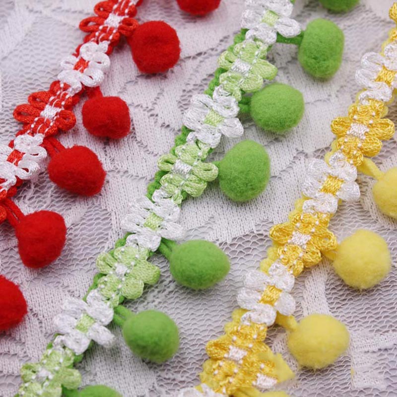 10 meter/lot driehoekige bal top kant lint kwast katoenen kwastjes franjes voor het naaien van beddengoed kleding gordijn decoratie