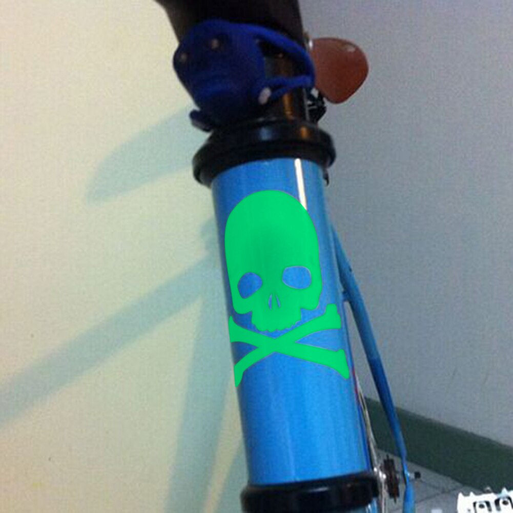 Bike Reflective Sticker Skull Fluorescent Bicycle Stickers Fixed Gear Mountain Bike Skeleton Decals Helmet Bicycle Accessories