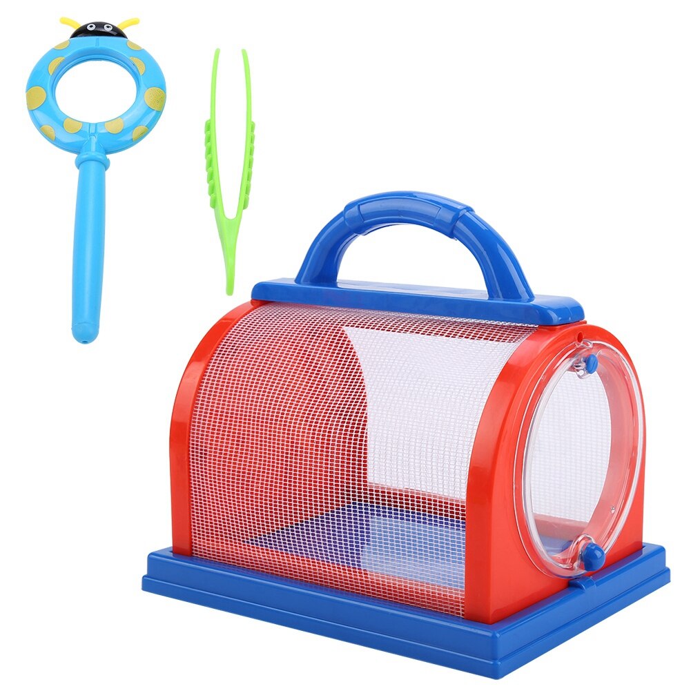 Insect Kooi Outdoor Handvat Draagbare Bug Huis Voor Kinderen (Rood &amp; Blauw, Accessoires Willekeurige Kleur)