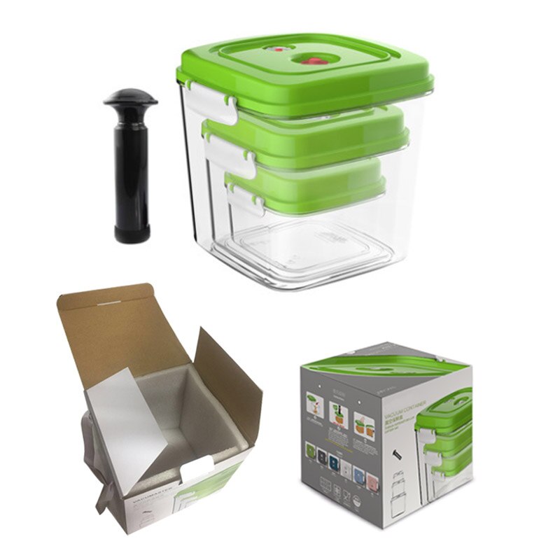 Food Vacuum Container Square Plastic Large Capacity Storage Box Vacuum Sealing Machine 500ML 1400ML 3000ML