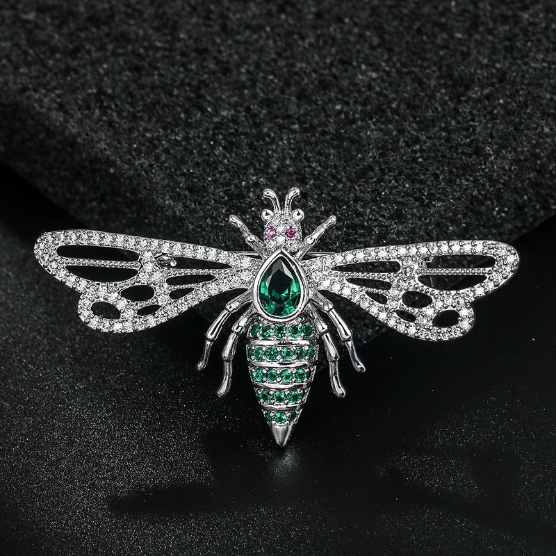 WEIMANJINGDIAN Cubic Zirconia CZ Crystal Insect Bee Brooch Pins for Women