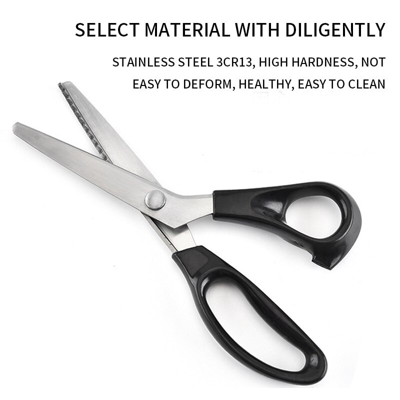 Stainless Steel Crafts Dressmaking Zig Zag Cut Scissors Sewing Scissors Fabric Pinking Shears Handled