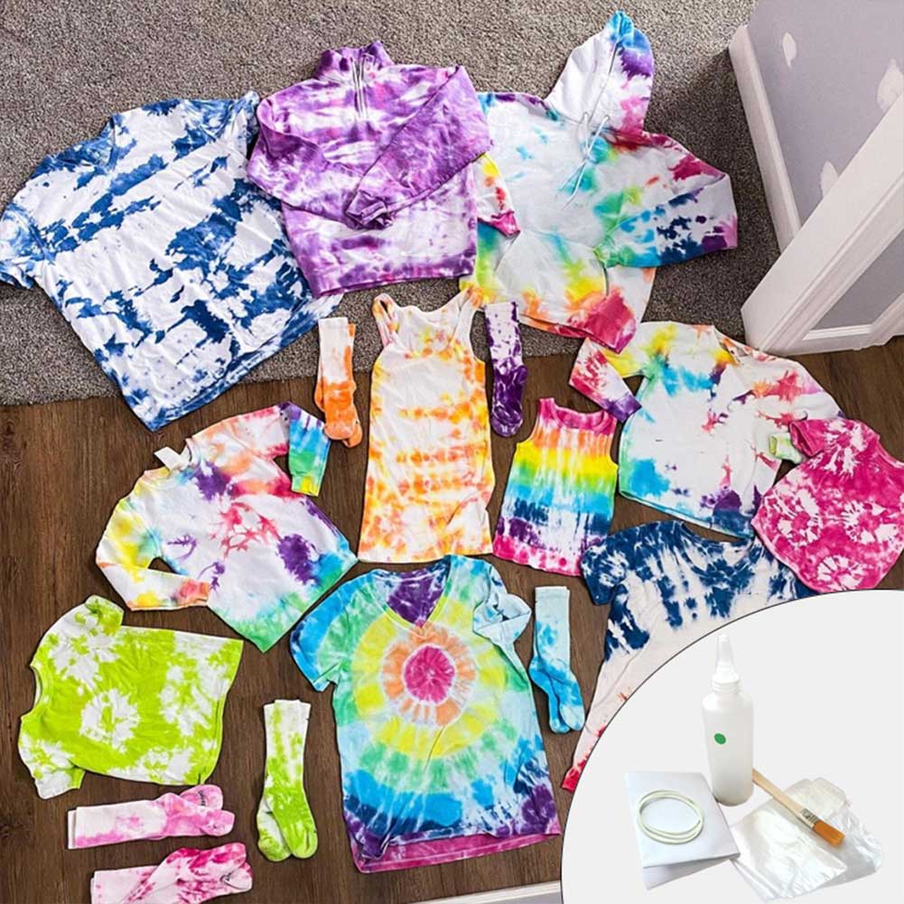 Med handskar student giftfria kläder graffiti pigment slips dye kit konst borste pyssel hantverk gummiband textil färger barn