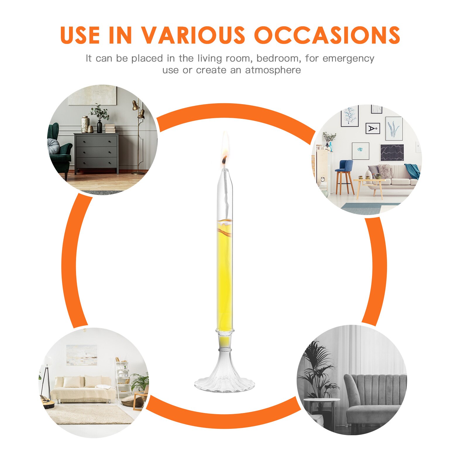 2pcs Glass Oil Candle Transparent Oil Lamp Refillable Glass Pillar Candle Oil Lamp