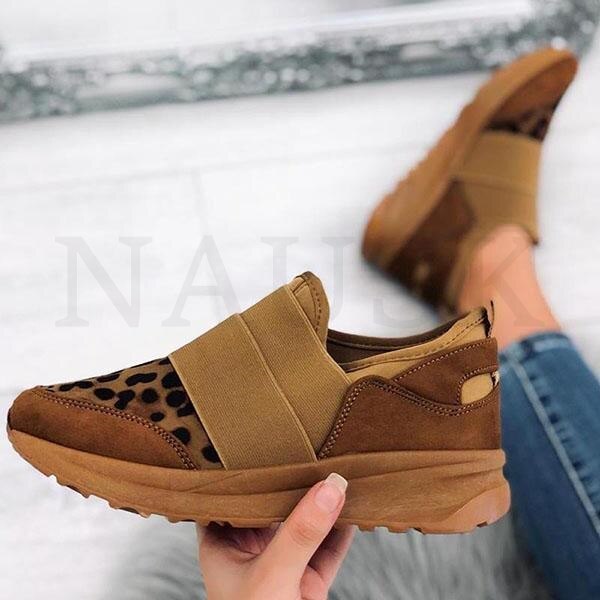 Kvinnors sneakers damer leopard vulkaniserade damskor glider på avslappnad kvinnlig platt komfort lätt vandringsskor kvinna 35 ~ 43