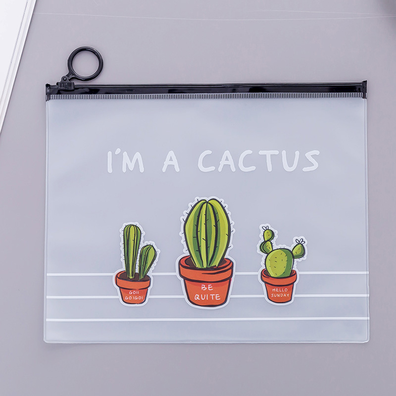 Sacs en plastique à fermeture éclair, Cactus dessin animé mignon sac de rangement Transparent de maquillage pour crayon organisateur de bureau à domicile: Style 3
