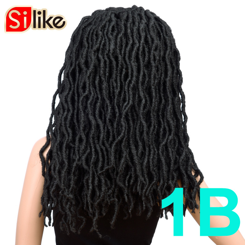Silike 20inch Goddess Faux Locs Crochet Braids 24 Roots Wave Synthetic Crochet Braiding Hair Extensions For Black Women: #1B / 6Pcs/Lot
