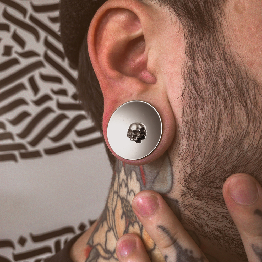 Twolobes, 2 uds., medidores de oreja de acero inoxidable, túneles, expansor, Piercing, mujeres, hombres, joyería corporal, tapones, camilla, calavera redonda