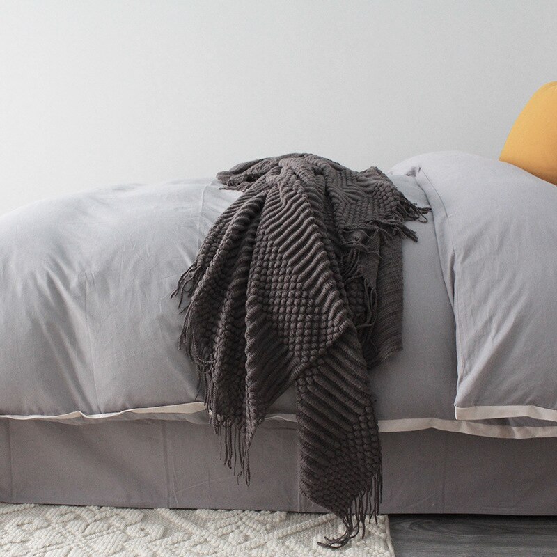 Sofa Werfen Faden Gestrickt Decke Bettdecke auf sterben Bett Sofa Gelb Plaid Streifen Reise TV Nickerchen Decken Sanft Heimat Dekor wandteppich: dunkel grau B