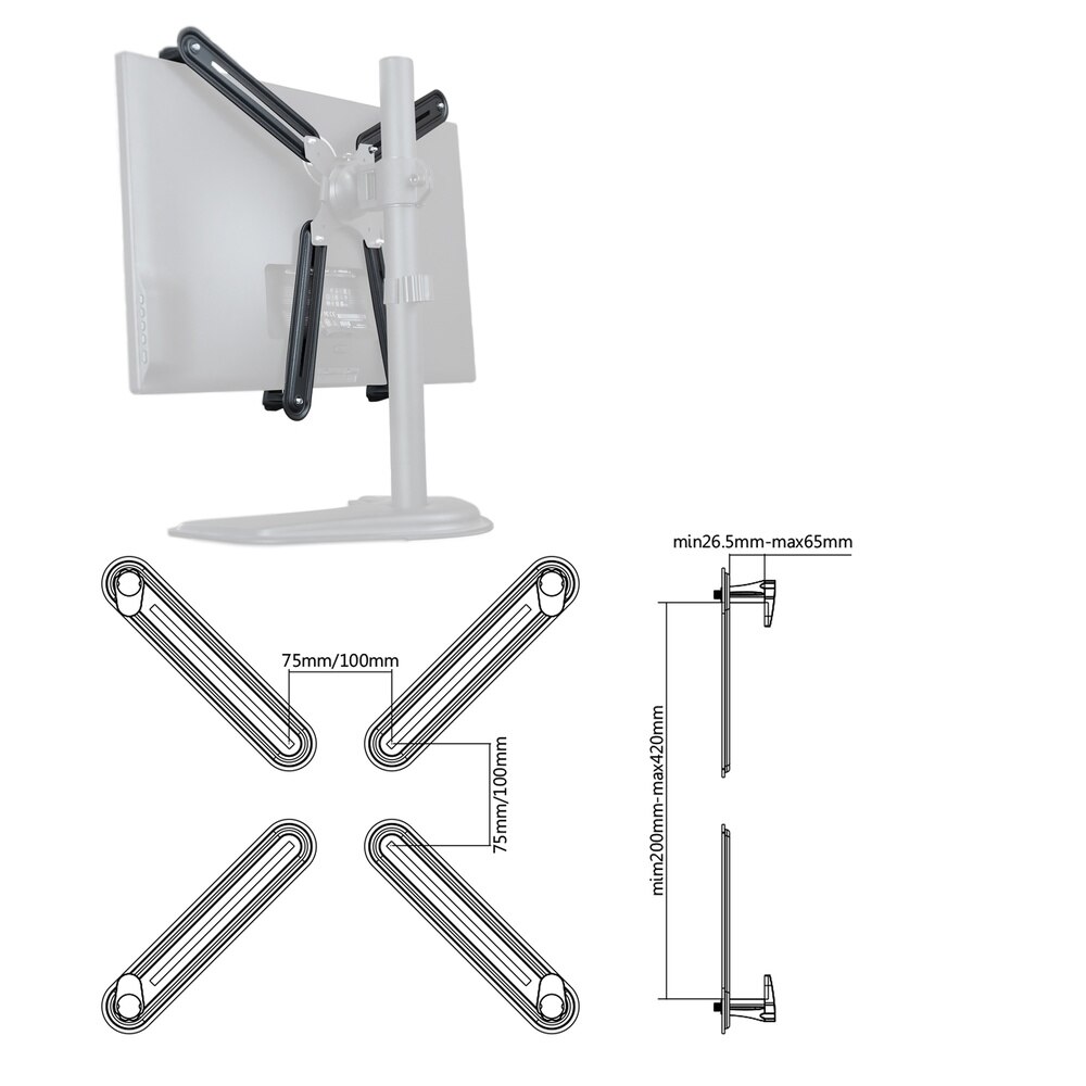 Bematik-adapter til vesa 75/100 til Observere- eller tv-støtte fra 13 &quot; til 27 &quot;