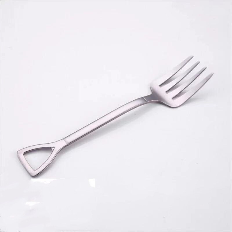 Large Size 18.5cm Shovel Shape Spoon Fork Stainless Steel Shovel Spoon Fork Set Meal Dessert Specialty Forks Tableware: Fork