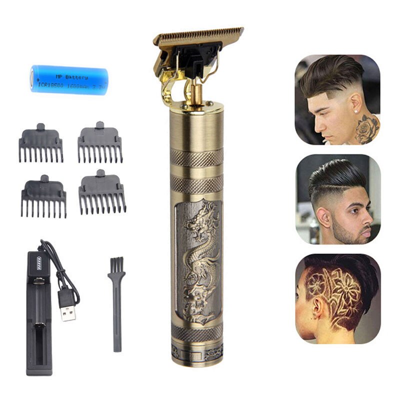 Adul-tondeuse professionnelle pour hommes, rasoir 0mm, rasage de barbe et finition de précision: Golden Dragon