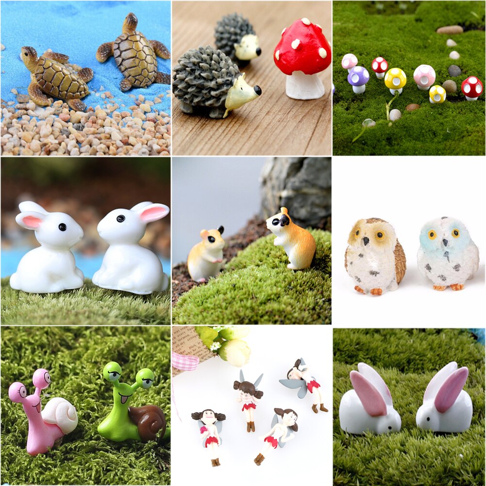 Lovely Resin Bird Rabbit Cute Micro Landscape Succulent Ornaments Decoration Garden Miniatures DIY Doll