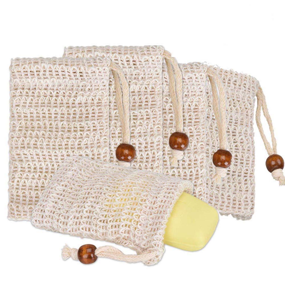Sac à savon en Sisal naturel de chanvre, sacs de rangement en maille de Ramie, filet à Double couche pour mousse, porte-savon à bulles facile
