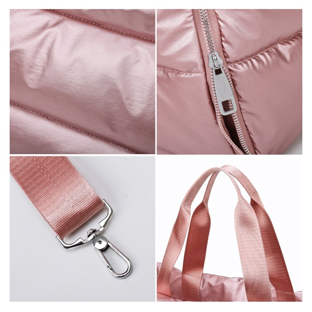 Winter Pluizige Gewatteerde Vrouw Handtas Grote Gewatteerde Shopper Bag Vrouwelijke Gewatteerde Tassen Vrouwen Nylon Schoudertassen Casual Geblazen Tas