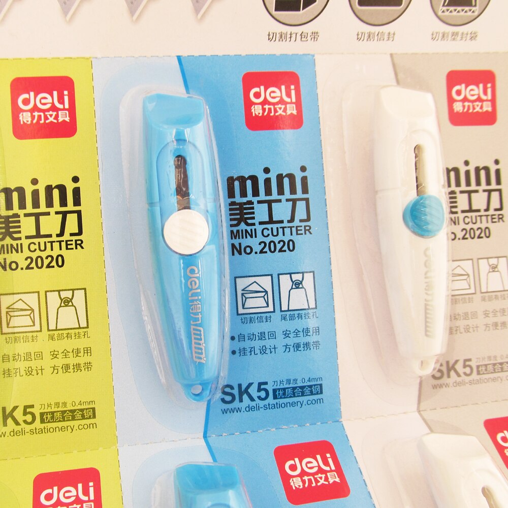 1pc Mini Utility Knife Box Cutter Auto-Retractable Razor Blade Knife