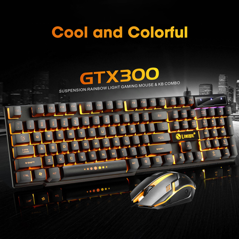 Gamer Keyboard and Mouse PC Gaming Keyboard RGB Backlit Keyboard Rubber Keycaps Wired English Keyboard Mouse Gamer Gaming Mouse