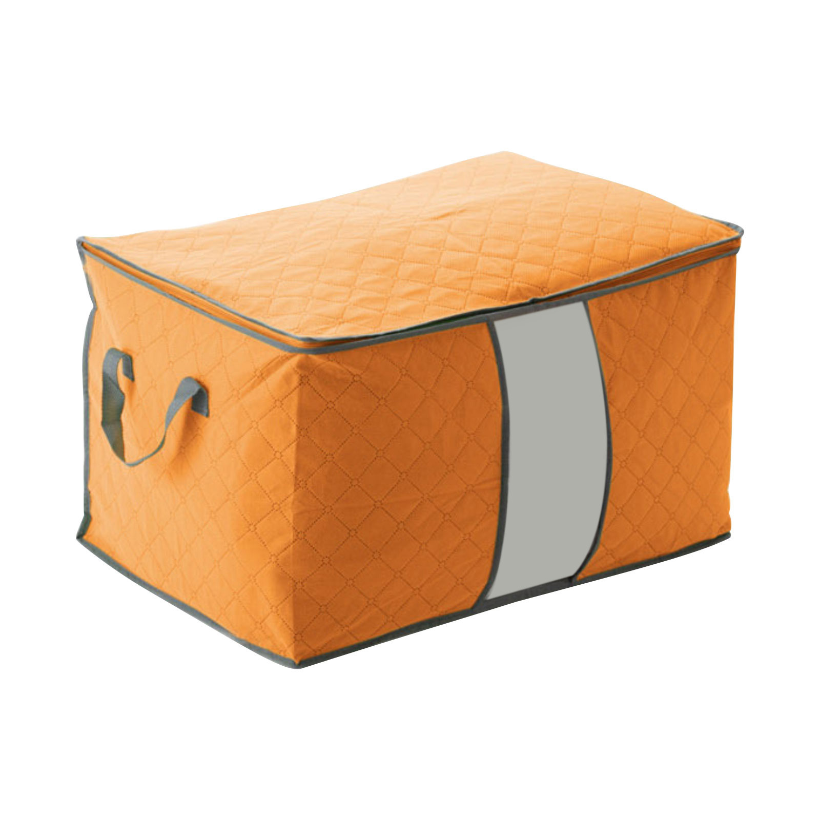 Foldable Quilt Storage Bag Moisture Dust Proof Closet Organizer Non-Woven Blanket Pillow Storage Large Mobile Clothe Visible Bag: Orange