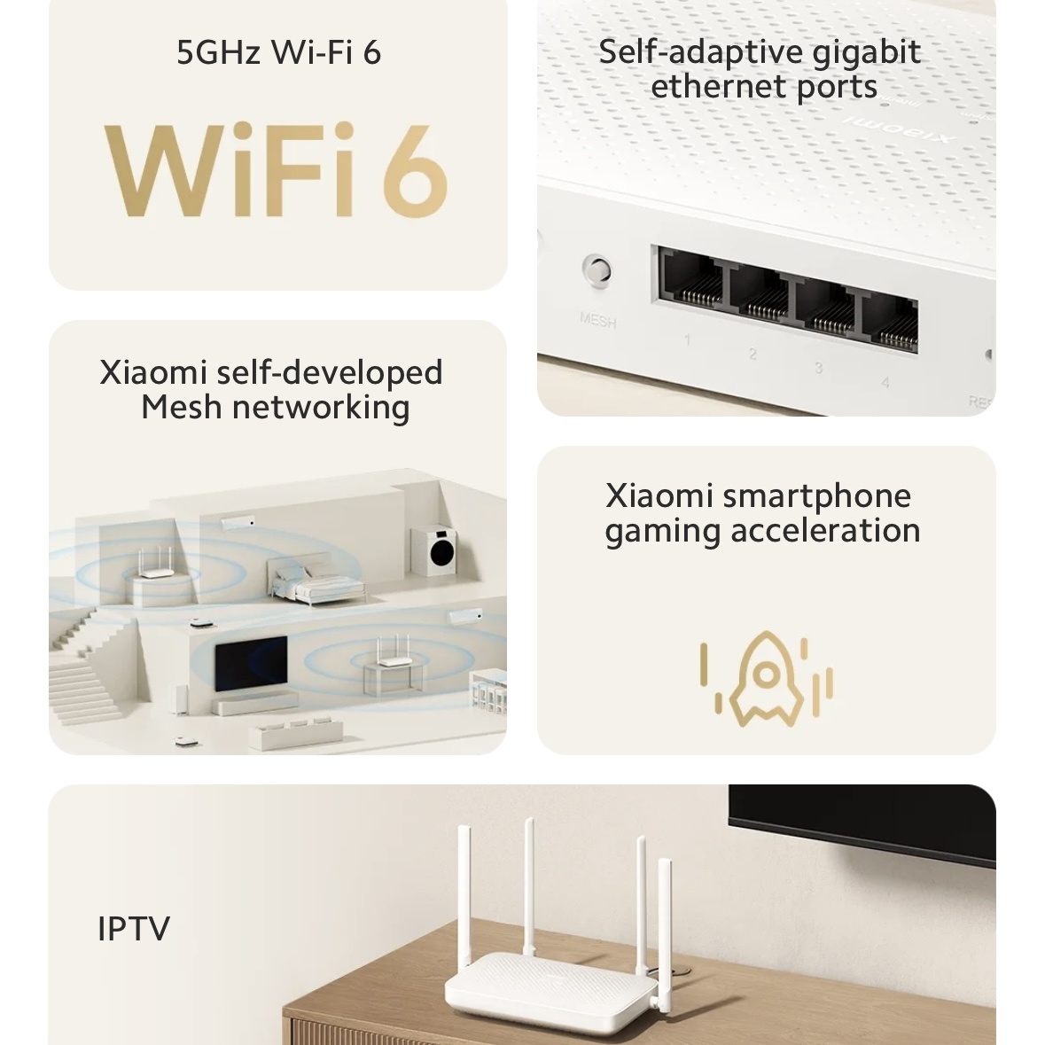 Xiaomi router  ax1500 2.4g/5.0 ghz wifi 6 dual band mesh wifi 6 repeater børn online beskyttelse app kontrol